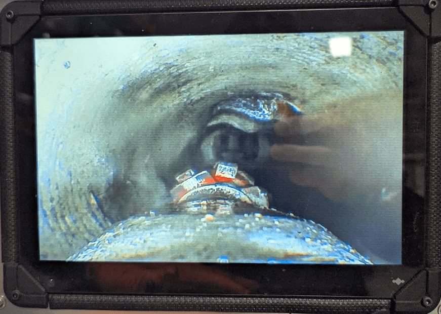 HD sewer camera inspection footage showing pipe interior